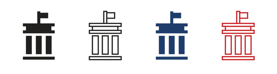 Obraz premium Central bank solid and outline icons design vector. federal reserve symbol illuistration.