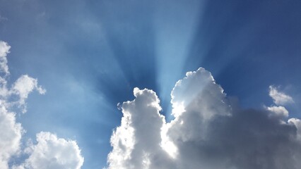 Sun rays through the clouds.