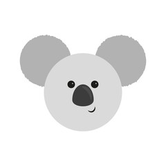 Cartoon muzzle koala in linear style. Funny design element. Happy face. Vector illustration. stock image. 