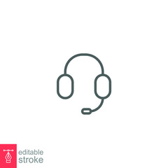 Headphones line icon. Simple outline style. Customer, headset, call, representative concept. Vector illustration isolated on white background. Editable stroke. EPS 10