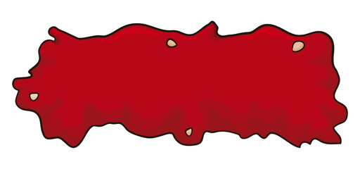 Ketchup splatter sign template with some tomato seeds, Vector illustration