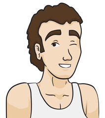Man wearing a tank top and winking at you, Vector illustration