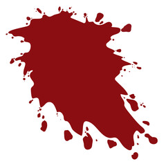 Bloody red splatter silhouette with drops over white background, Vector illustration