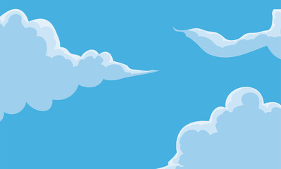 Sky view with some clouds in cartoon style, Vector illustration
