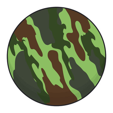 Round button with green colors like militar camouflage, Vector illustration