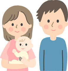 赤ちゃんがいる若い夫婦