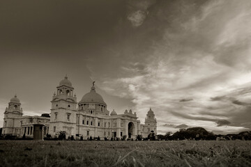 Sunset at Victoria Memorial, Kolkata , Calcutta, West Bengal, India . A Historical Monument of...