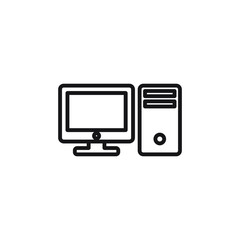 Computer desktop vector icon, pc symbol. Simple, flat design for web or mobile apps