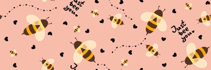Kids seamless bee pattern for fabrics and packaging and gifts and cards and linens and wrapping paper