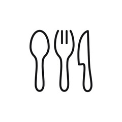 Tableware icon. Spoon, fork, knife. restaurant business concept, vector illustration. cutlery line icon