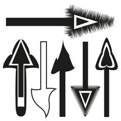 Set for decorative design. different straight arrows. Graphic elements. Vector illustration. stock image. 
