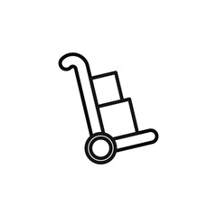 Box trolley line icon, tool for moving goods, shipping basket bag, flat luggage suitcase. trolley with editable box stroke vector illustration design on white background
