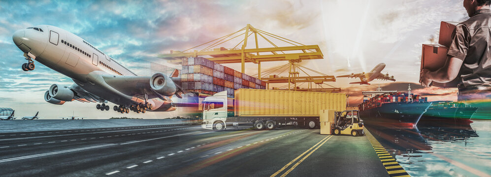 Transportation and logistics of Container Cargo ship.