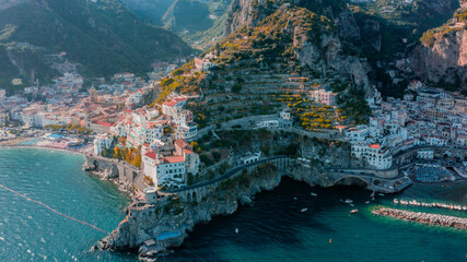 Fototapeta na wymiar Aerial view of Amalfi Coast, Naples, Italy