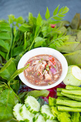Shrimp Paste Chili Paste with blanched vegetables