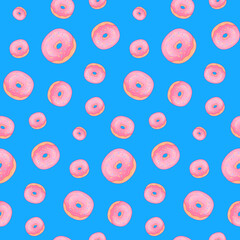 Fototapeta na wymiar Donut Vector Seamless Pattern