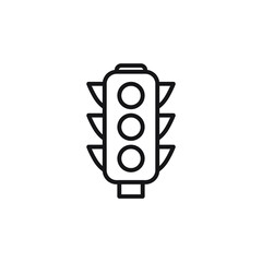 Traffic light icon, semaphore line icon, stop light and road navigation sign, black isolated on white background, vector illustration