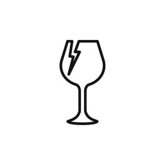 Wine glass fragille icon. Trophy symbol. Flat Vector Illustration