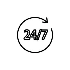 24 hours a day service icon vector. 24 7 line icon vector