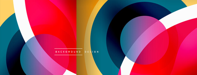 Fototapeta premium Creative geometric wallpaper. Minimal abstract background. Circle wave and round shapes composition vector illustration for wallpaper banner background or landing page
