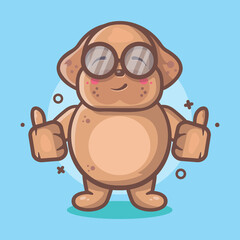 cute dog animal character mascot with thumb up hand gesture isolated cartoon in flat style design