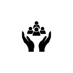 Group of people protected icon logo, vector design