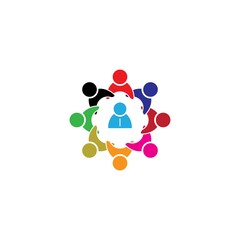 Fototapeta na wymiar Group of people protected icon logo, vector design