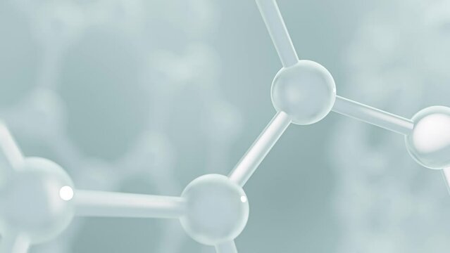 Fullerene carbon molecule or Buckyballs mockup. Molecular structure animation. can be used in education, science laboratory and Cosmetic industry background. 3D Render.