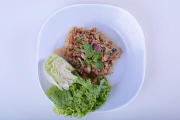 spicy minced pork salad, minced pork mash with spicy, Thai food