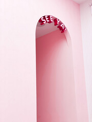 pink background with a label