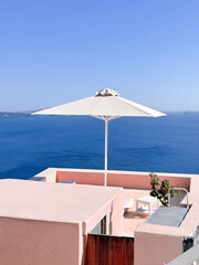 terrace overlooking the ocean santorini