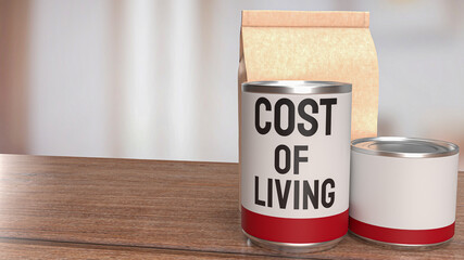 food product for cost of living concept 3d rendering