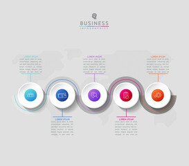 Circular Connection Steps Infographic Template with 5 element