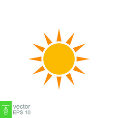 Sun heat icon. Simple flat style. Shine, warm, web, pictogram, sunlight, heat, symbol, weather concept. Vector illustration isolated on white background. EPS 10