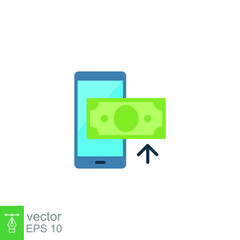 Top up payment icon. Simple color, flat style. Mobile, card, phone, prepaid, credit, business concept. Sign symbol design. Vector illustration isolated on white background. EPS 10