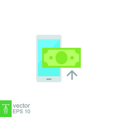 Top up payment icon. Simple color, flat style. Mobile, card, phone, prepaid, credit, business concept. Sign symbol design. Vector illustration isolated on white background. EPS 10