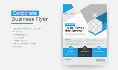 Corporate business flyer template design set, vector template design, digital marketing agency leaflet or business brochure template design	
