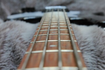 close up of a guitar