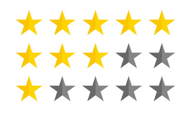 Star satisfaction rating flat icons design vector. Feedback scale symbol illustration.