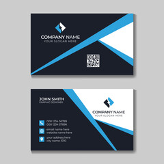 Elegant Minimal Black and Blue Business Card Design Template