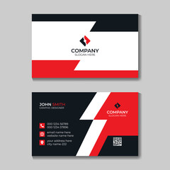 Modern Elegant Red and Black Business Card Vector Template 