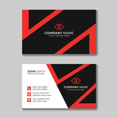 Modern Professional Red And Black Business Card Design Template