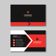 Modern Elegant Simple Clean Red and Black Business Card Design Vector Template with Creative Professional