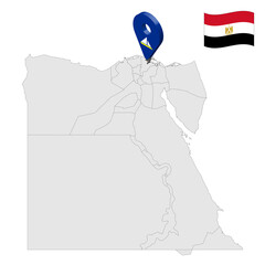 Location Damietta Governorate on map Egypt. 3d location sign similar to the flag of  Damietta. Quality map  with  provinces Egypt for your design. EPS10