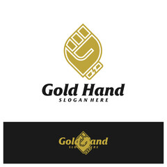 Gold Hand Logo Design Template. Clench Hand logo concept vector. Creative Icon Symbol