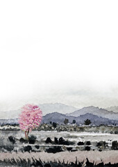 Abstract Landscapes, mountains. Posters. flower, pink, gray, blush, nature.