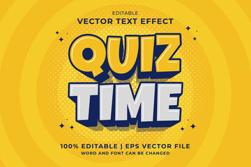 Editable text effect - Quiz Time 3d cartoon template style premium vector
