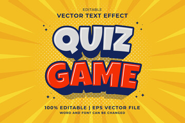 Editable text effect - Quiz Game 3d cartoon template style premium vector