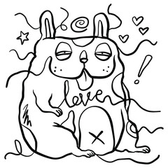 Pets, dog lovers, animal themed design element isolated on white. Pug dog cartoon illustration. Cute friendly fat chubby fawn sitting pug puppy, smiling with tongue out-01