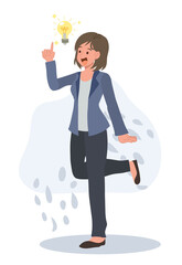 a woman got an idea. full length woman. Flat vector cartoon character illustration.